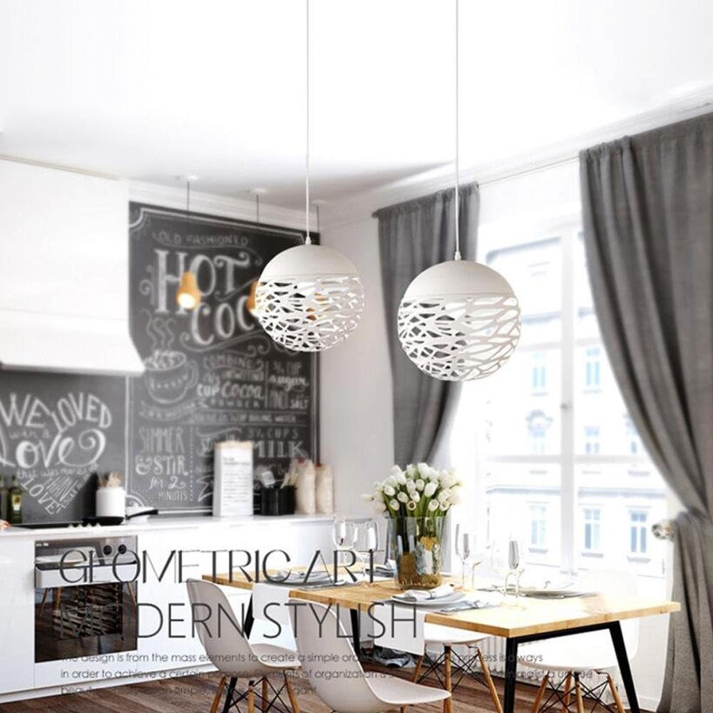 Modern Creative Pendant Light Nordic Simple White Iron Art Pendant Lamp Elegant Hollow Round 1 Light Ball Hanging Lighting for Dining Room Bedroom Restaurant Bar Cafe Hall Stroe,Ø30cm,1*E27*Max 60W