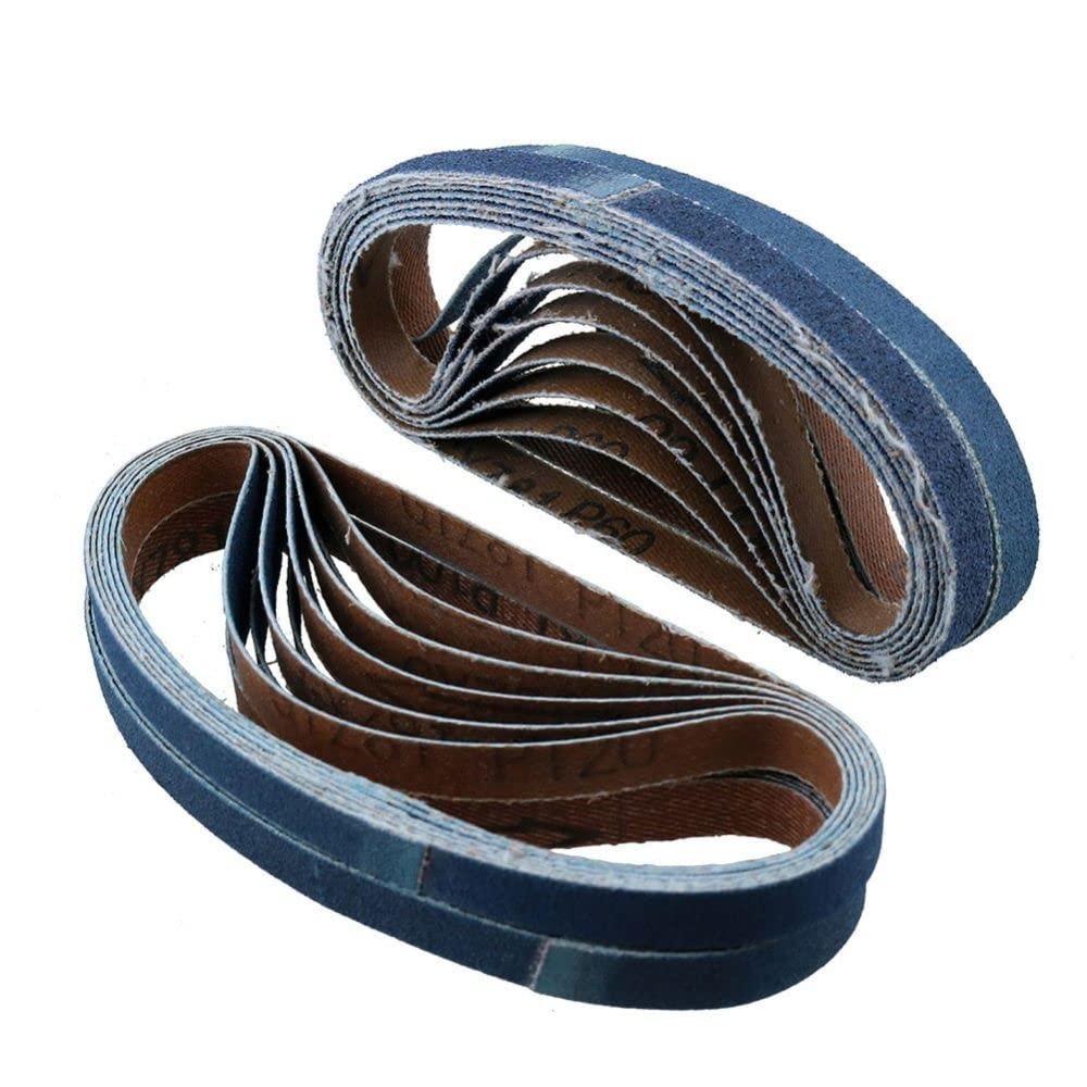 10 pz 10x330mm/13x457mm Nastri Abrasivi Blu Zirconia Nastri Abrasivi Grana 40/60/80/120 Per La Lucidatura Del Legno Vernice Vernice Metallo, 80,330x10mm