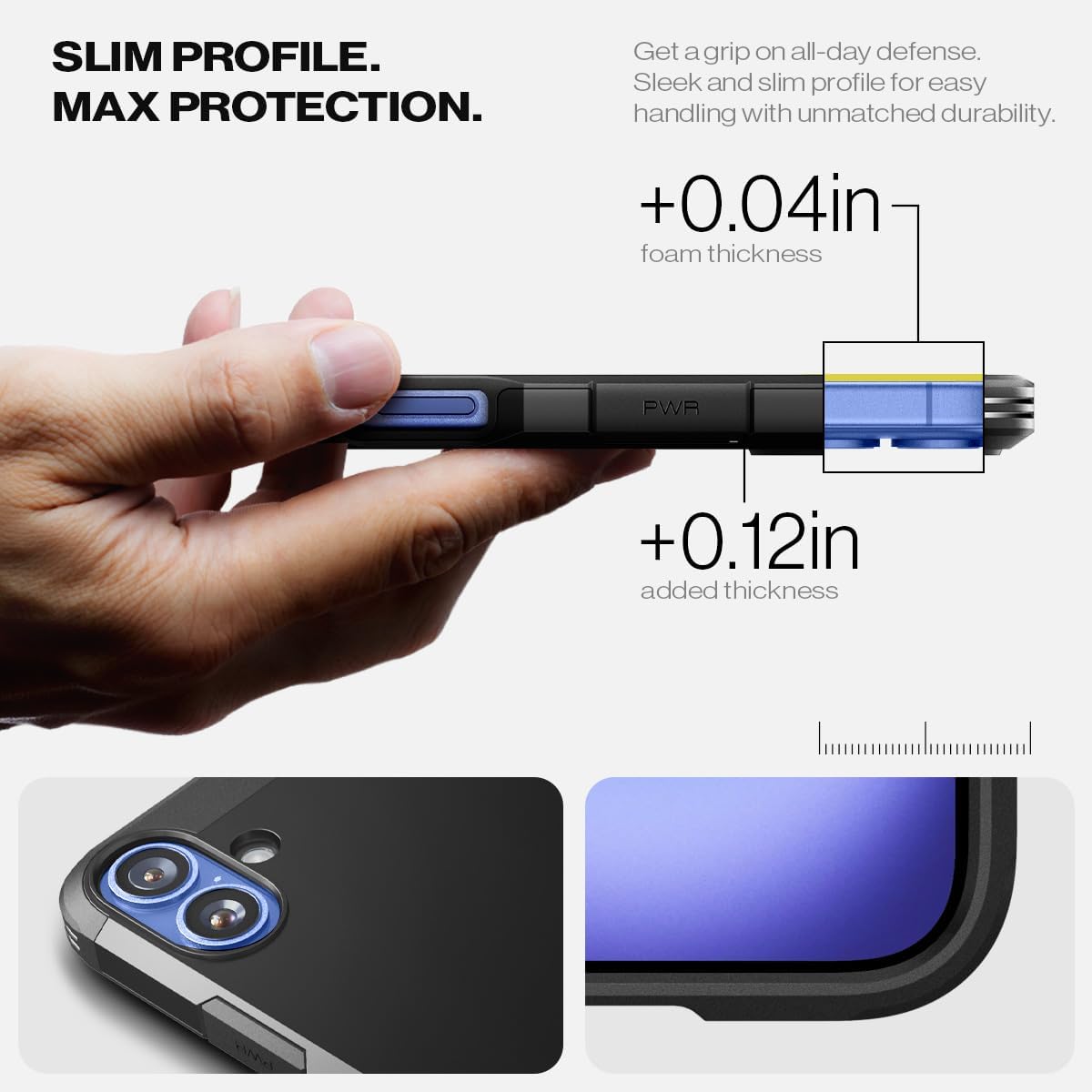 Spigen Case for iPhone 16 Case, Tough Armor Designed for Apple iPhone 16 - Black - Image 7