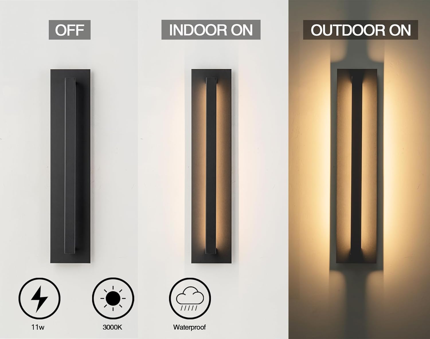23 inch Long Outdoor Wall Lights, Modern Black Led Porch Light Wall Mount, 11W 3000K Large Exterior Linear Lighting Fixture for House, Outside Wall Sconce for House, Patio,Commercial use