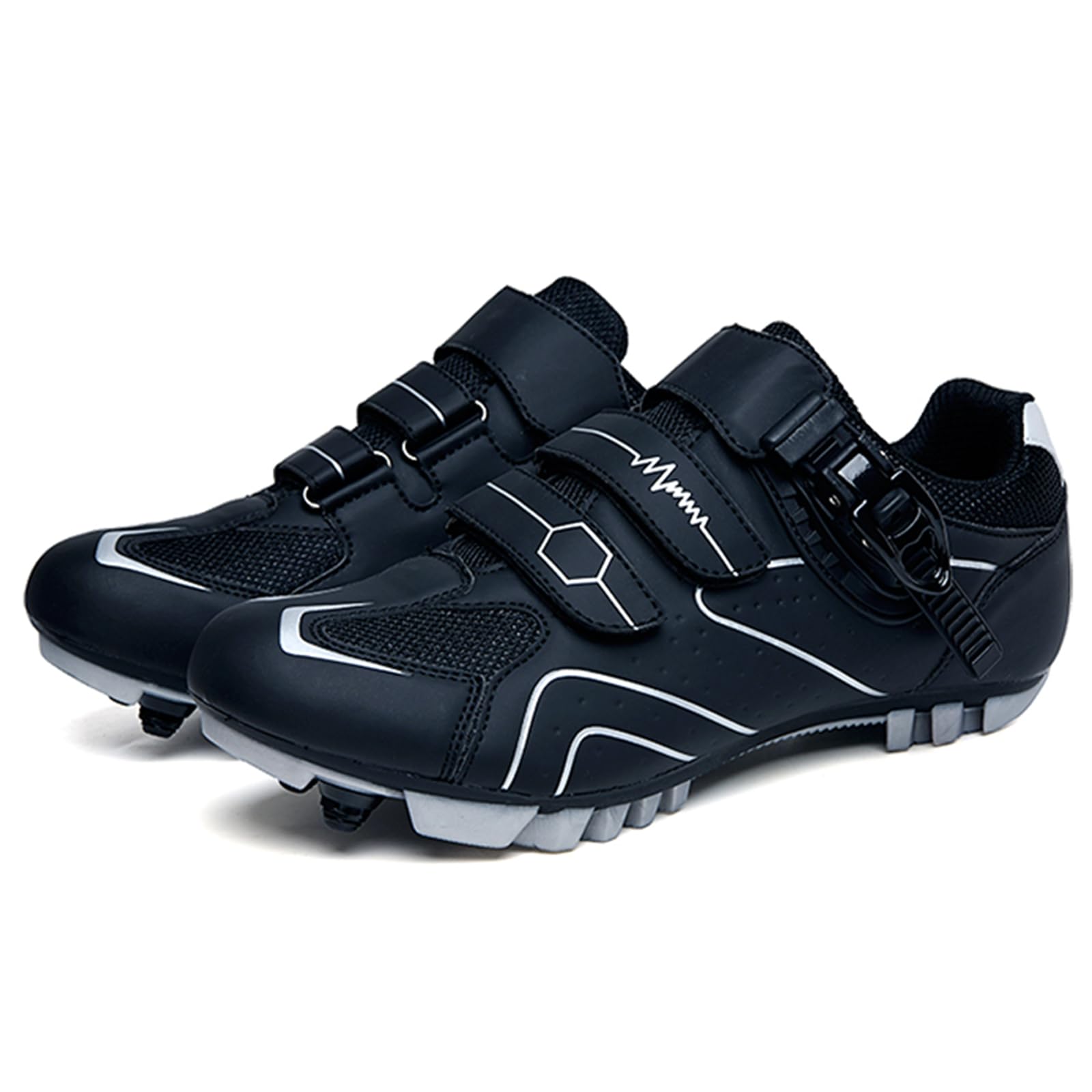 NGARY Fahrradschuhe MTB Herren, Mountainbike Schuhe kompatibel mit SPD 2 Schrauben mit Cleats, Unisex Radsportschuhe Draussen
