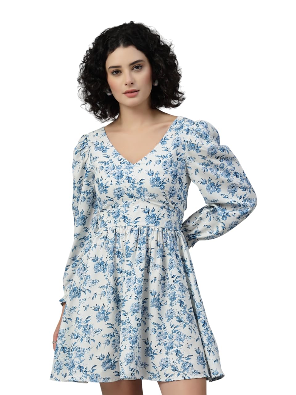 JEFF COOPER White Floral Printed Short Dress-image-3