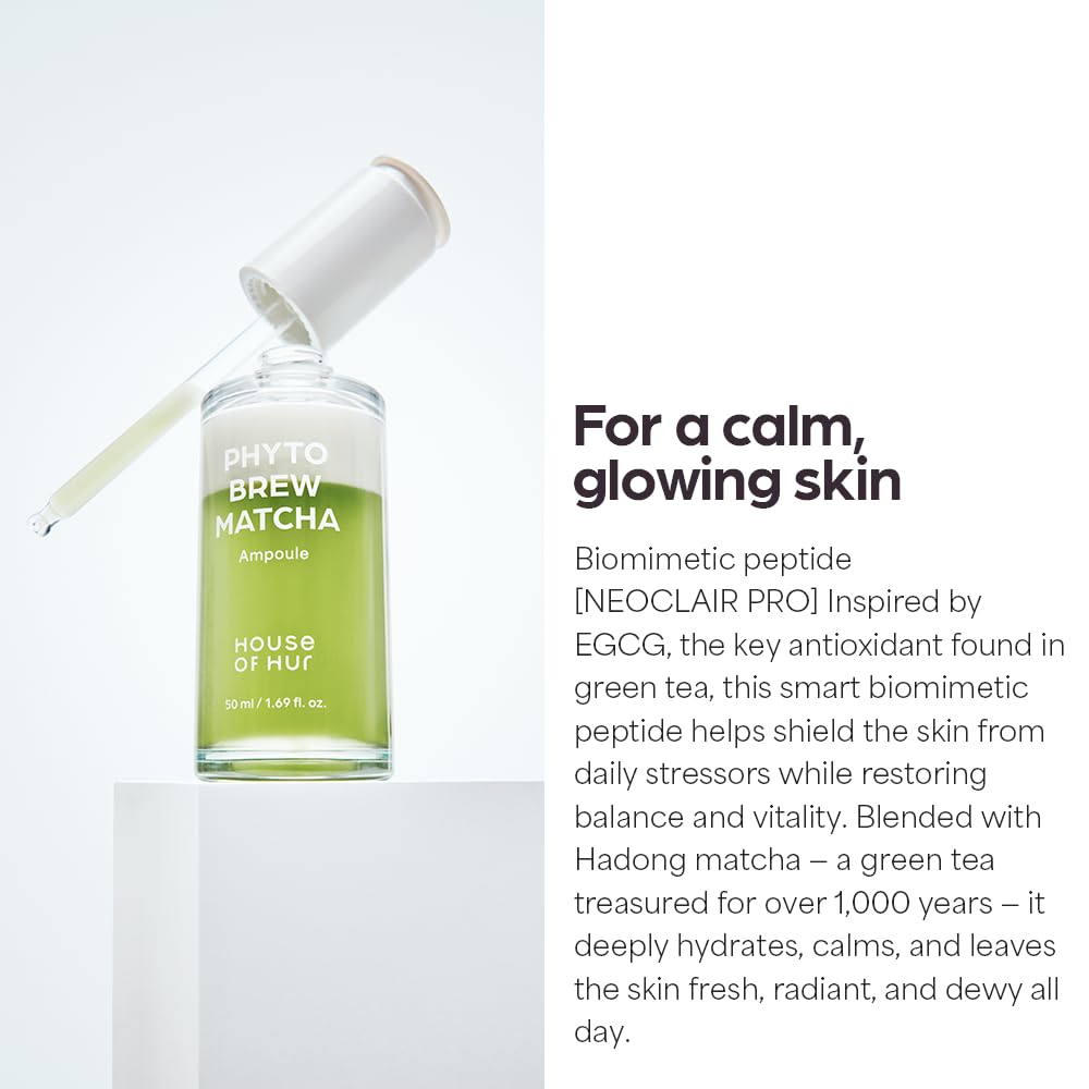 House of Hur Phyto Brew Matcha Ampoule – Lightweight Hydrating Face Ampoule – Hadong Matcha + EGCG, Fast-Absorbing, Non-Sticky Dewy Glow – Korean Skincare – 1.69 fl oz (50 ml) - Image 4