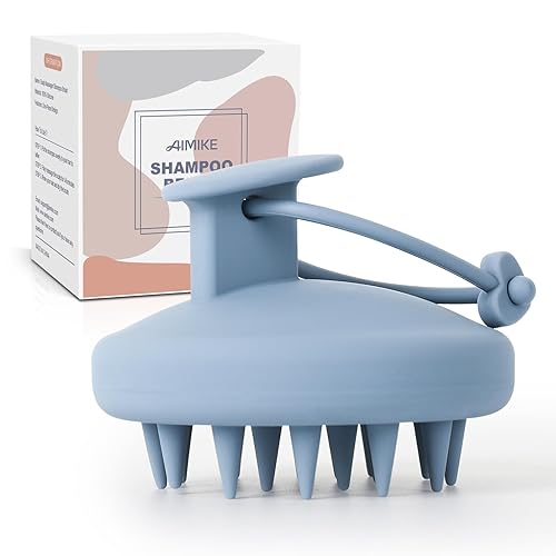 AIMIKE Cepillo de champú masajeador para el cuero cabelludo, limpiador de cabello de silicona suave para lavar el cabello, eliminar la caspa y