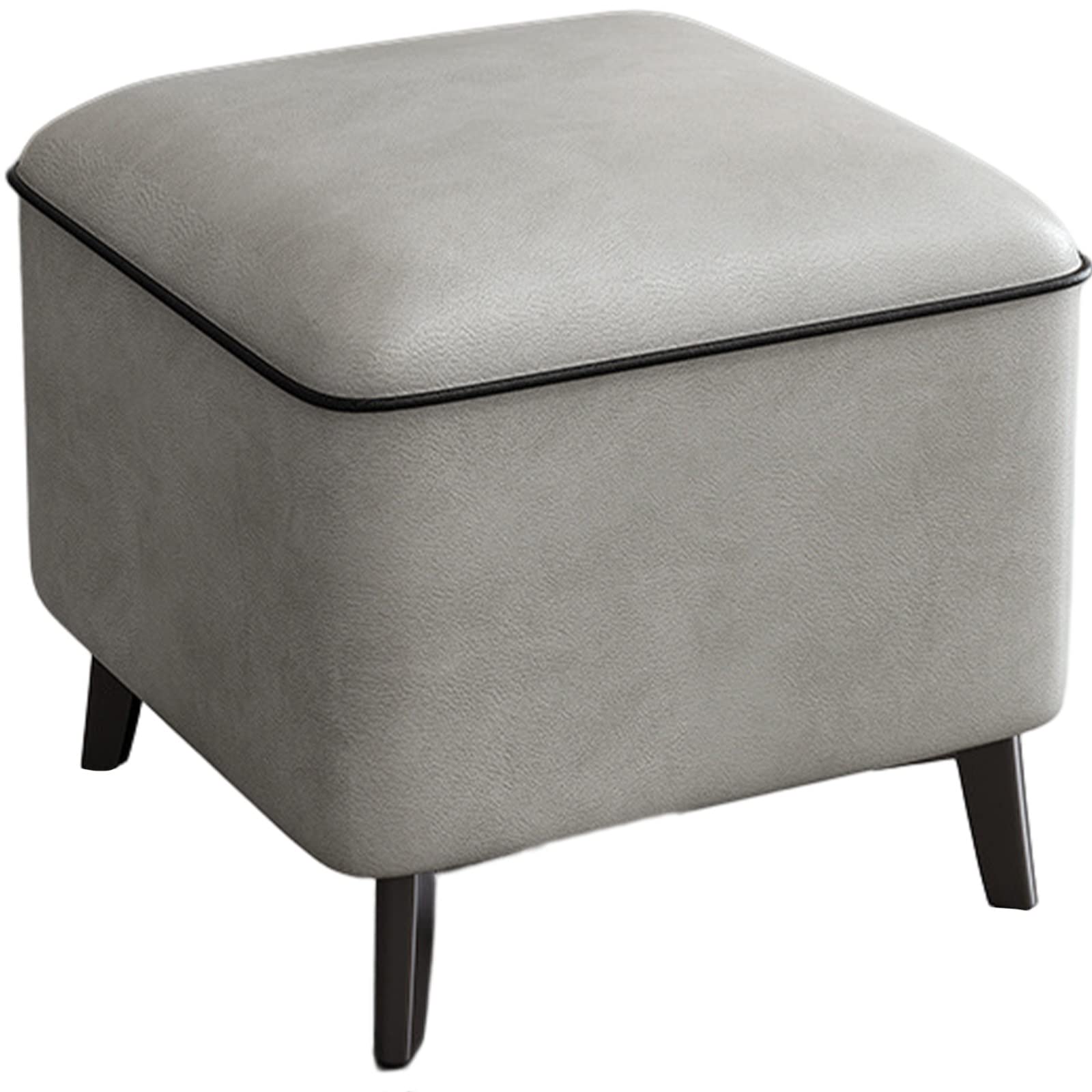 LMMIAOZ Leather Tufted Footrest Stool for Bedroom Living Room Office Small Cube Foot Rest Bench for Shoe Changing in Entrance Hall (Gray)