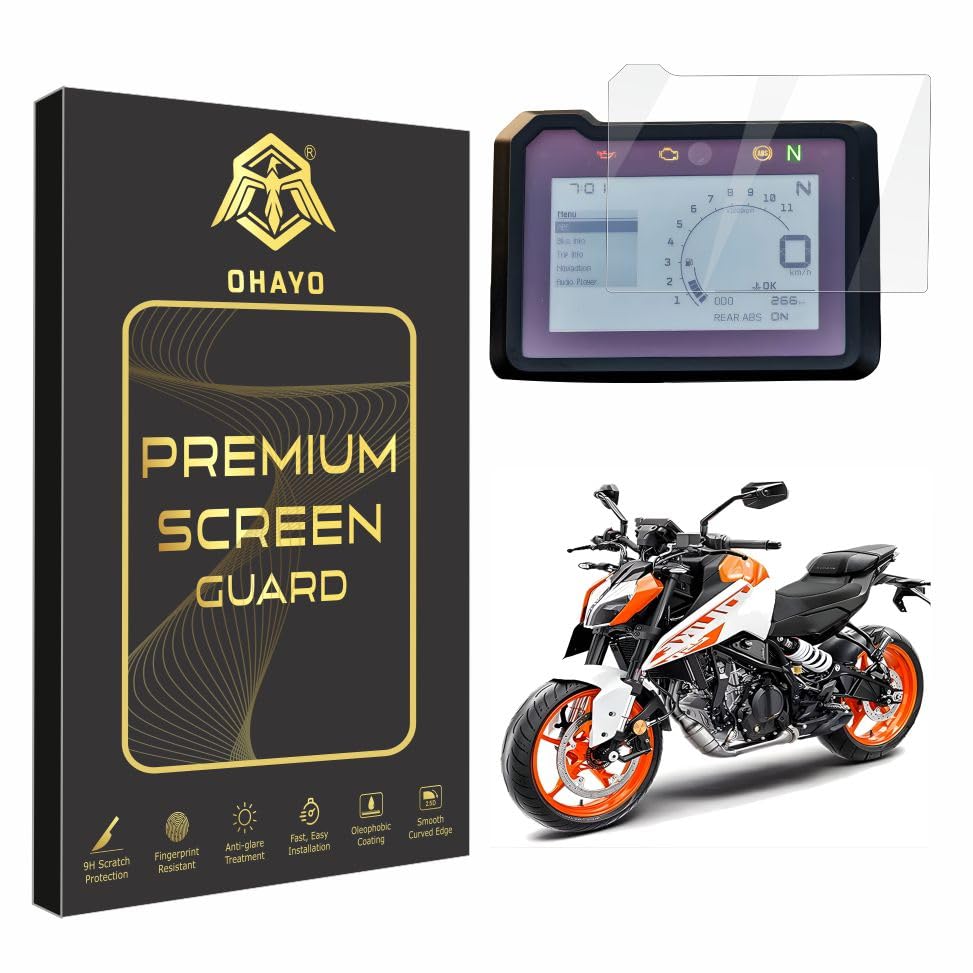 Image of OHAYO 9H Hard Screen Protector for KTM Duke 250 Gen 3 Digital Meter | Edge to Edge TFT Display Protection | Scratch Resistant, Military Strength, Anti Fingerprint, Ultra Clear HD Instrument Cluster Protective Film