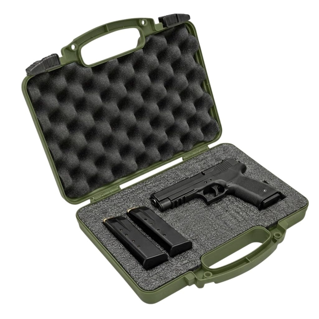 Cedar Mill Fine Firearms Olive Green Hard Gun Case TSA Approved, Lifelong-Durability Hand Gun Cases – DS2TeK Handgun Case w/Dual-Lock System – High Standard Case for Handguns epe waterproof foam