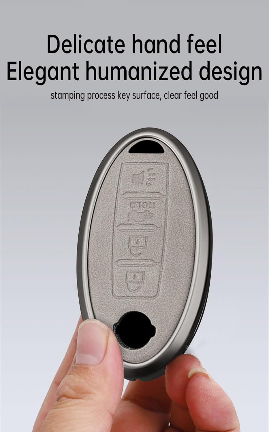 ontto 4-Button Key Housing Metal and Leather Car Key Case Fit for Nissan Altima Rogue Sentra Pathfinder Frontier Maxima Titan Murano Kicks Juke Versa Armada GTR 370Z Leaf,Brown