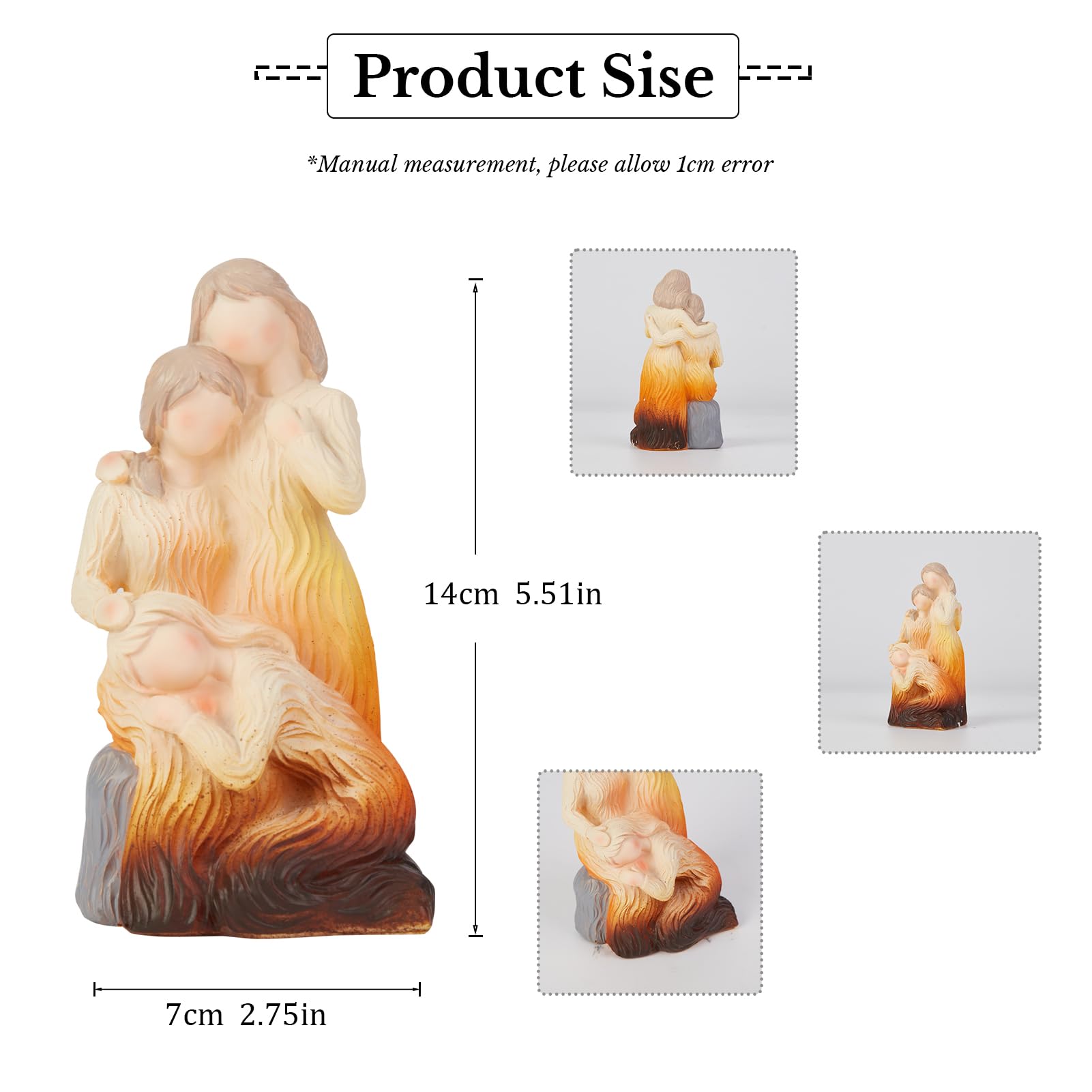 maozyiltle Resin Family Figurines, sz-bj Model, Father Son & Couple, Art Deco Style, Home Decor, 5.51in x 2.75in x 2.75in - Image 2