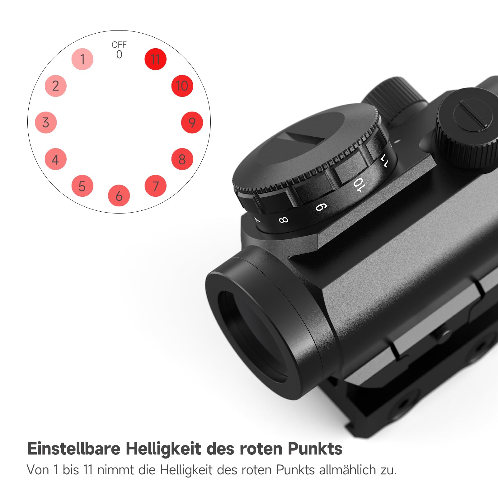 Red Dot Visier-Rotpunktvisier 4 MOA Zielfernrohr mit 1 Zoll Höhenhalterung, Einstellbarer Red Dot Helligkeit und Wasserdicht