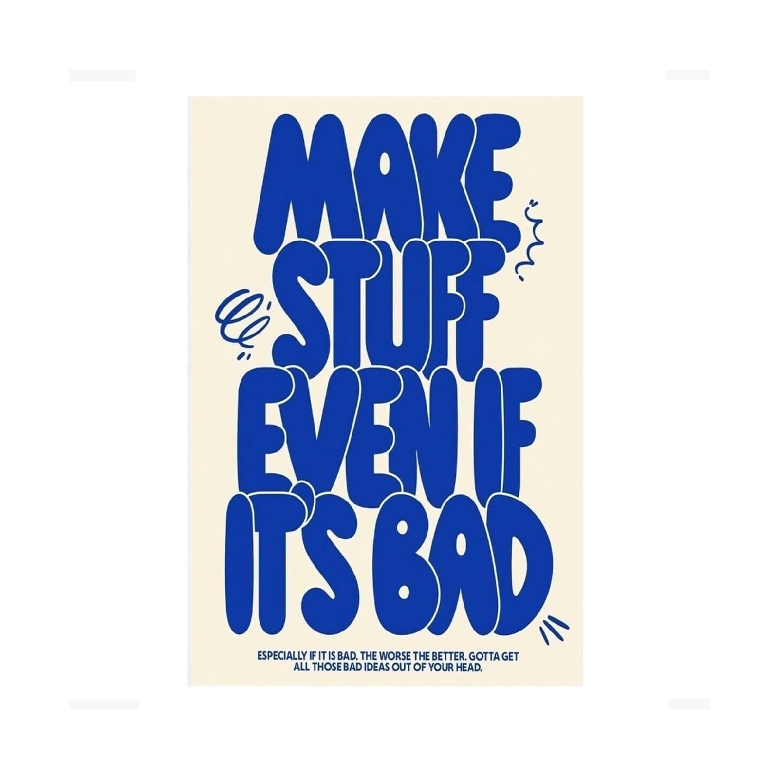KCDFDVJFBM Creative Courage Canvas Print - Imperfect Action Quote, Blue Abstract Wall-Art for Workspace, Encouraging Decor for Artists & Makers​(Unframed,16x24inch(40x60cm))
