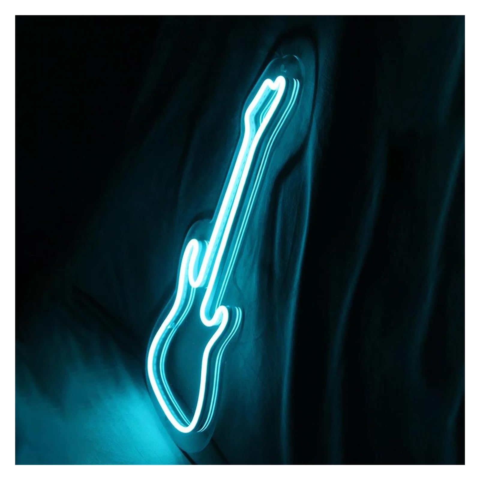 Insegna al Neon Insegna Al Neon Con Chitarra, Decorazione Per Sala Musica, Bar, Discoteca 45X18cm(Blu)