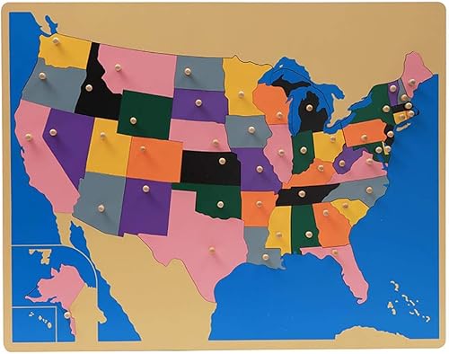 Montessori - Rompecabezas de mapa de Estados Unidos para niños con mapa de control de Estados Unidos etiquetado – Juguetes Montessori preescolar