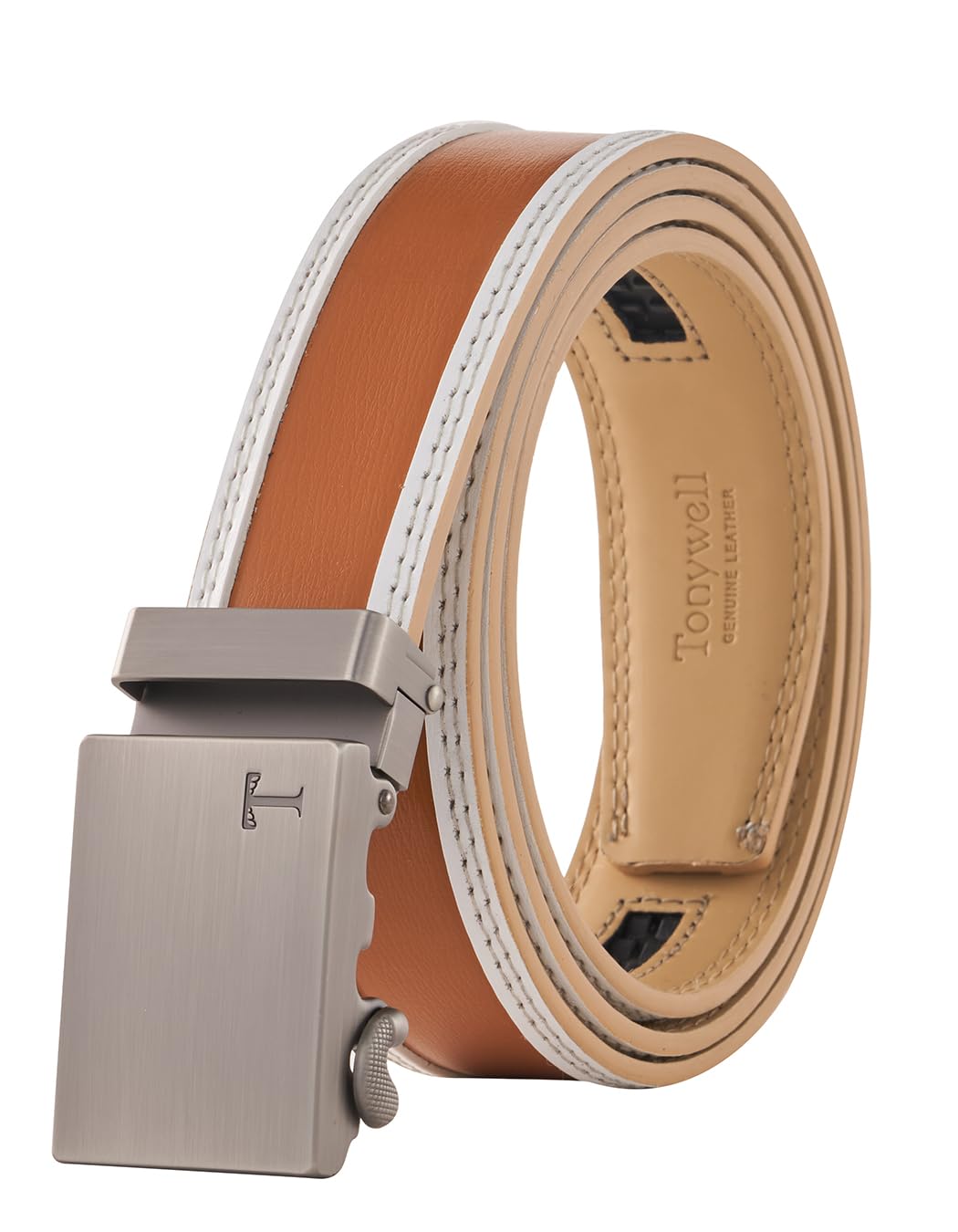 Tonywell Ratchet Belts for Men, Leather Dress Casual Belt, 1 3/8" Adjustable with Comfort Click Buckle