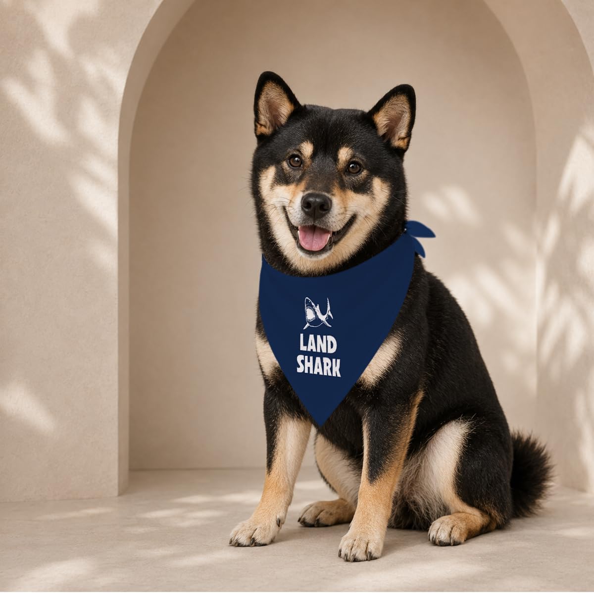 Land Shark Dog Bandana, Dark Blue Pet Dog's Scarf Accessories, Dog's Bandana for Small Medium Dogs, Funny Pet Triangle Scarf for Boy and Girl image 3
