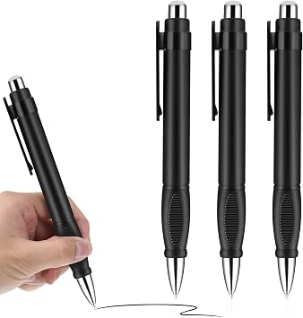 ElevateTech Big Fat Pens Writing for Tremor Easy Grip Giant Black Fat Ball Point for Elderly Handicap Easy Thick Grip for Warehouse School Office Writing 3Pcs