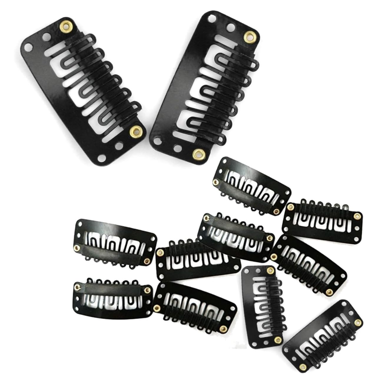 Fashion Fitoor 12Pcs Hair Extension Wig Clips for Women and Men Hair Patch Clips Hair Attached Snap Wig Clips Imported Steel Latest (Black) (3.4CM) (FREE SIZE, 12)