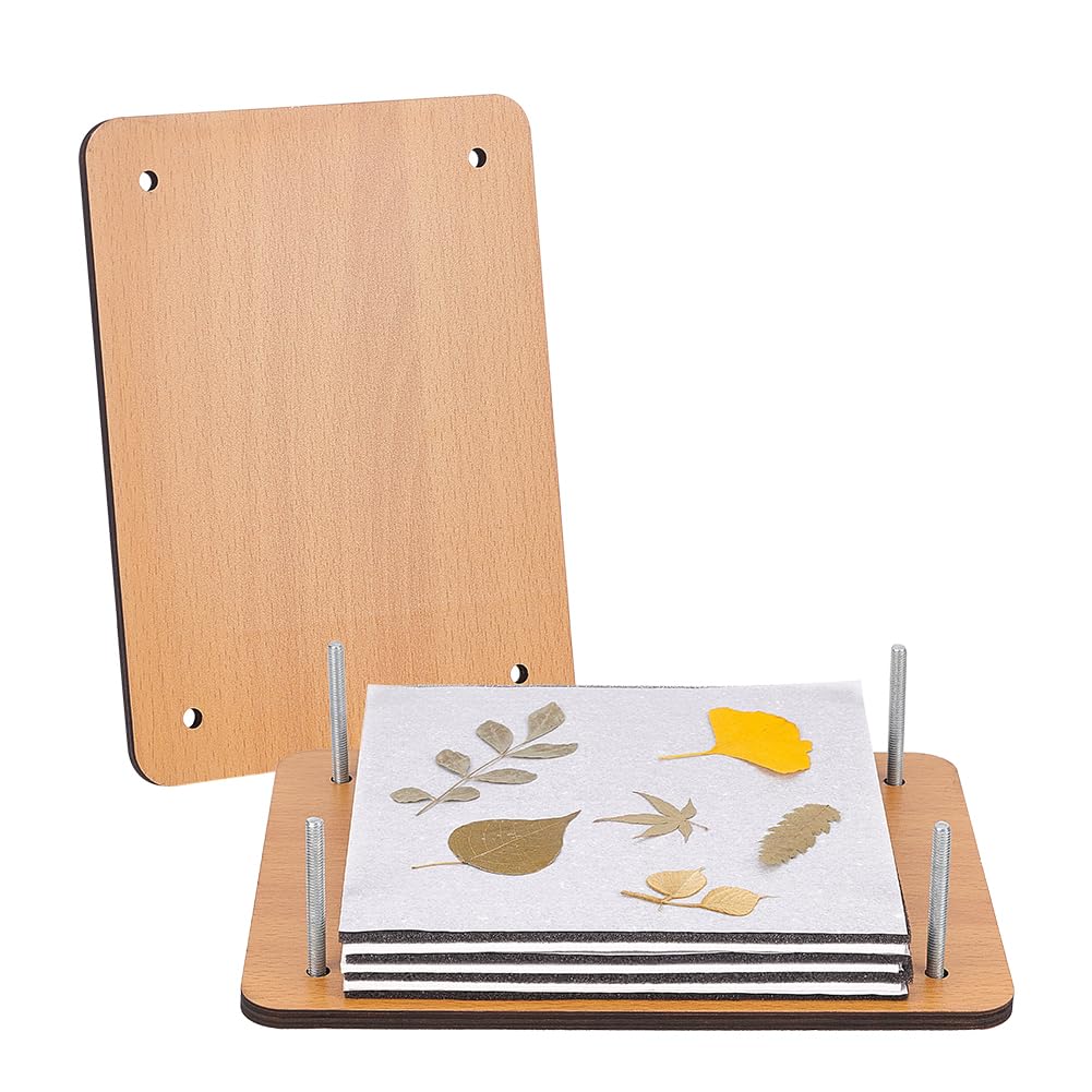 BENECREAT Kit per Spremitura Fiori, Kit per La Stampa di Fiori per Piante Rettangolari da 24x18 cm per Adulti, Kit per La Conservazione dei Fiori in Legno per La Realizzazione di Foglie