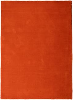 carpetfine handgefertigter Wollteppich Gabbeh Lola Orange 80x150 cm Weich, Hochwertig, Zeitlos | Reine Schurwolle für Gemütlichkeit & Eleganz im Wohn- und Schlafzimmer