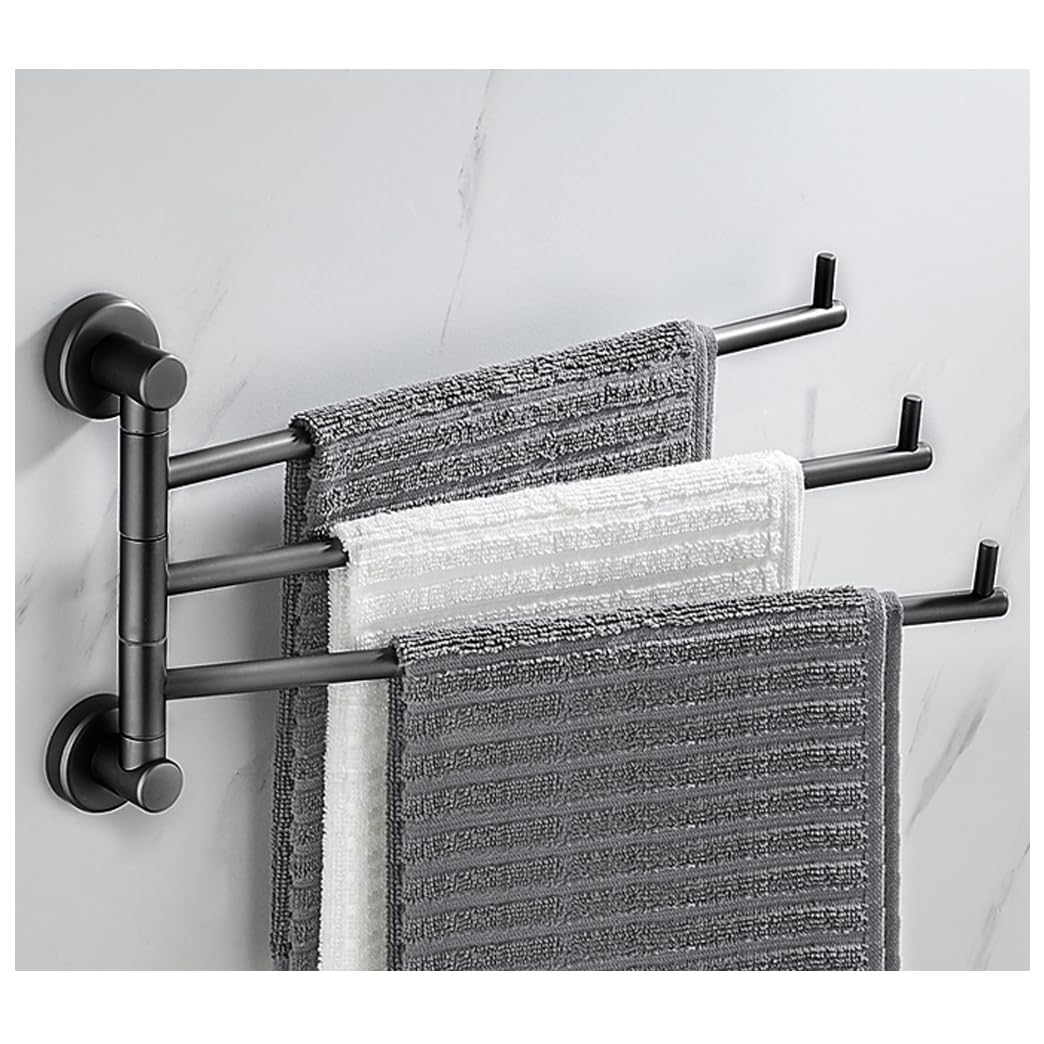LMYSXAOZ Modern Swivel Towel Rack Bar Rails for Bathroom, Wall Mounted Folding Arm Swing Out Hand Hanger Holder Space Saving Laundry, Kitchen, Outdoor 3Bar