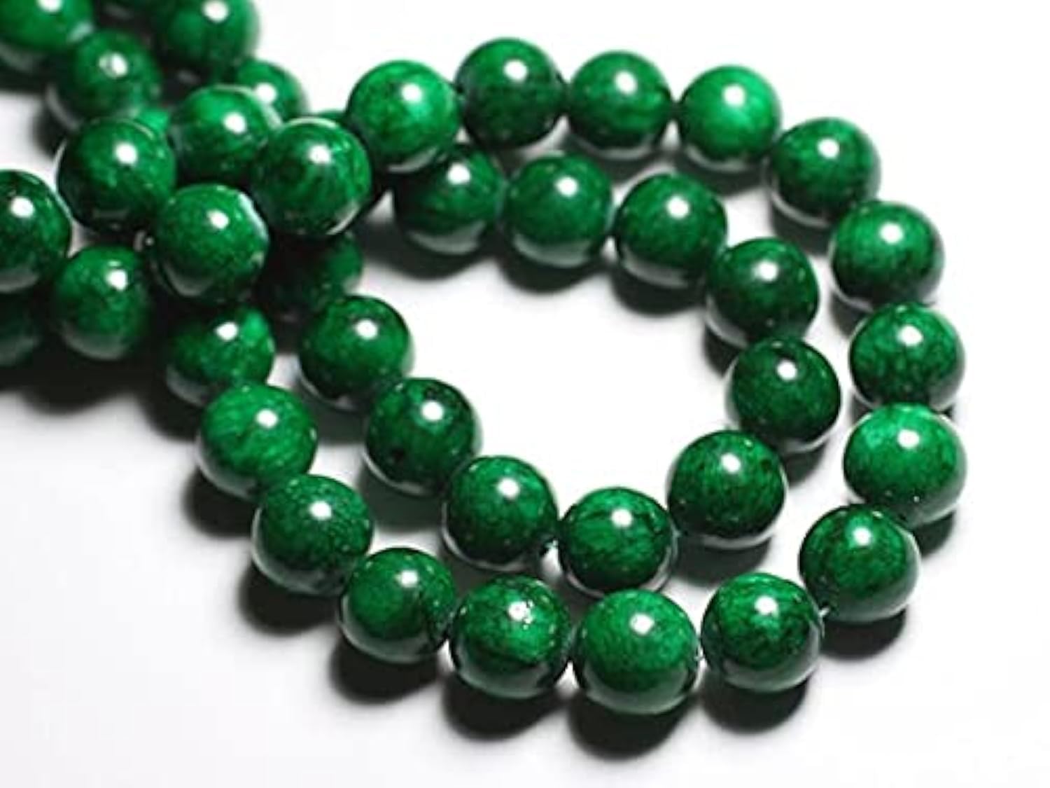 Perles de jade vert 14mm LKBEADS lot de 4 boules régulières sans défaut de perçage