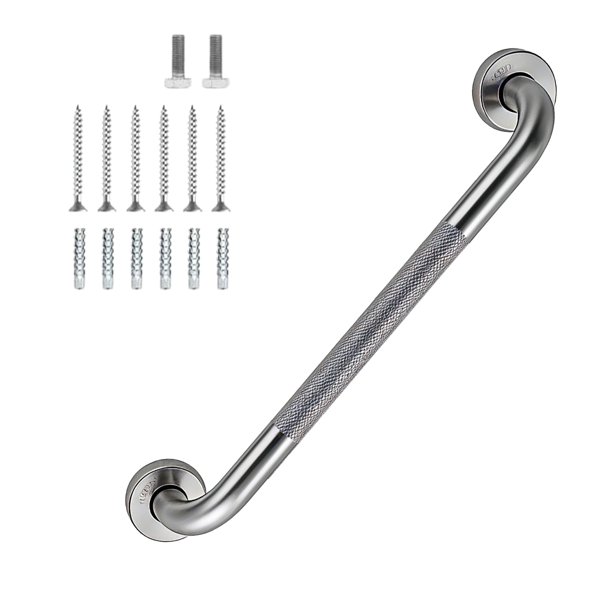Photo 1 of 16 Inch Shower Grab Bar 1.25" Dia? Brushed Nickel Anti Slip Bathroom Grab Bar, 304 Stainless Steel Knurled Handicap Grab Bars, Safety Support Handrail? Bath Shower Handle for Elderly Injury Senior