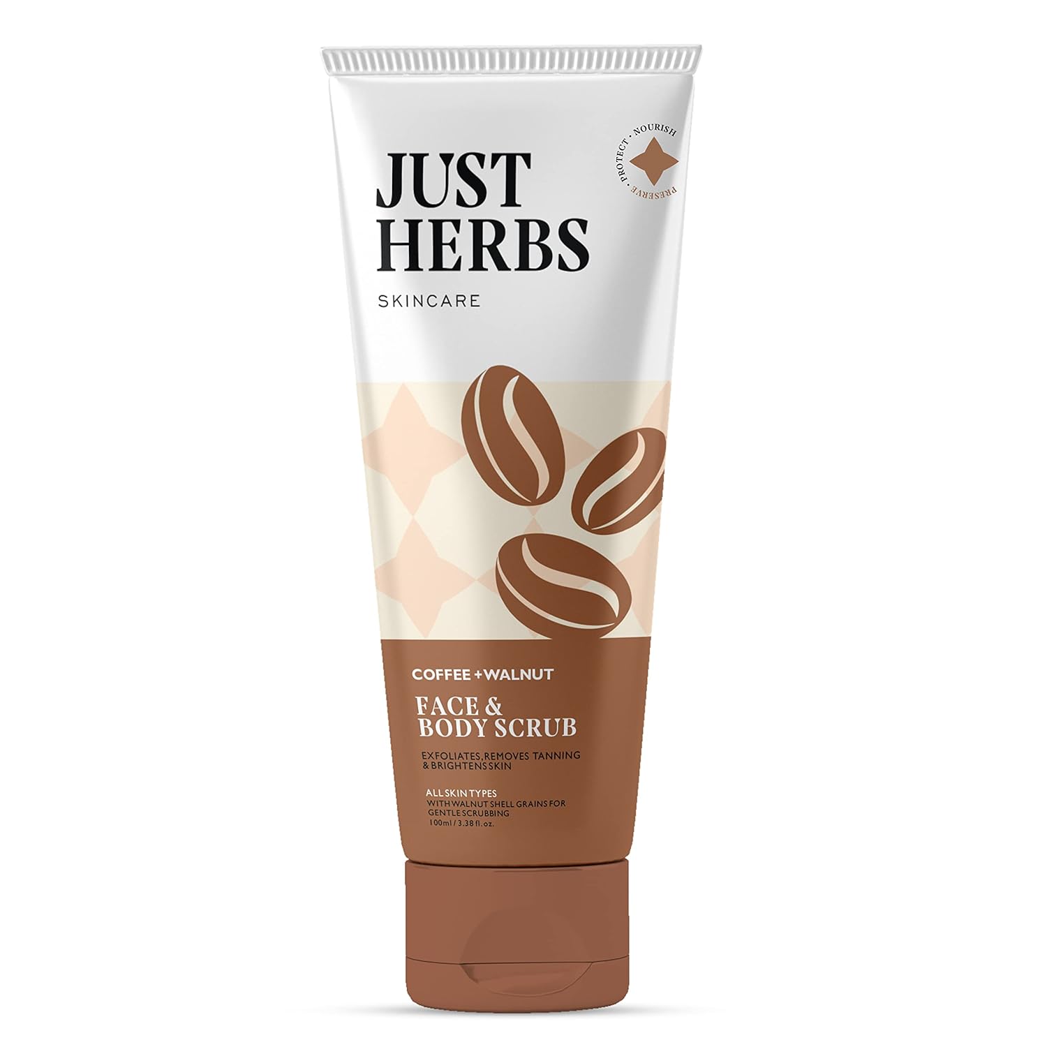 Just Herbs Coffee Body Scrub Walnut Exfoliating Detan Face & Body Scrub for Blackheads, Whiteheads, Removes Tanning & Glowing Skin – For Men & Women 100 Ml Just Herbs Coffee Body Scrub Walnut Exfoliating Detan Face & Body Scrub for Blackheads, Whiteheads, Removes Tanning & Glowing Skin – For Men & Women 100 Ml