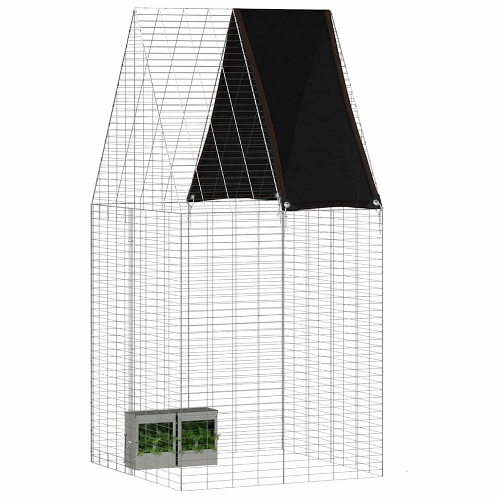Kleintiergehege 100 x 100 x 210 cm aus verzinktem Stahl für Kaninchen und Meerschweinchen wetterfestes Freilaufgehege für Garten
