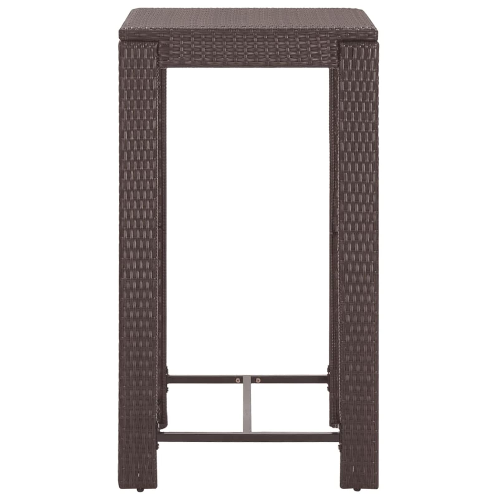 Homgoday Juego de 5 muebles de jardín con cojín, muebles de jardín, mesa de bar, mesa alta, mesa de jardín, muebles de balcón, mesa alta, taburete, silla de bar, muebles de jardín, polirratán, marrón