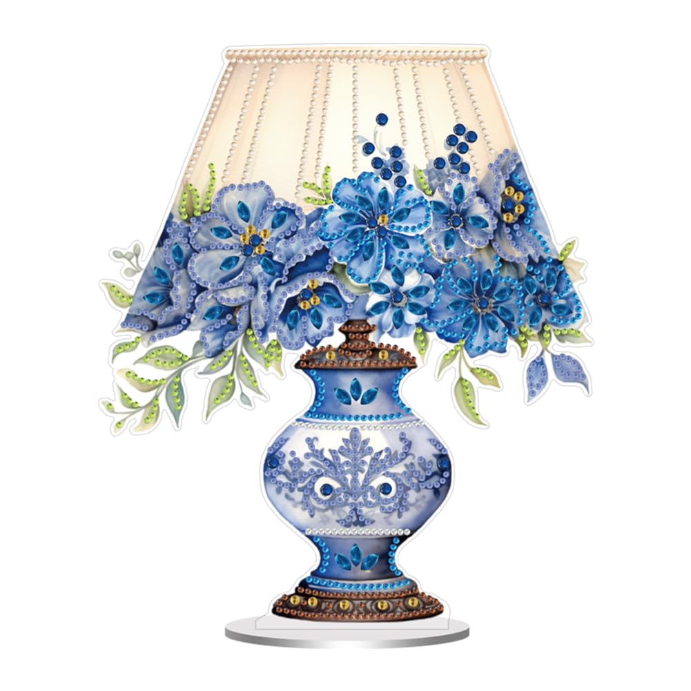 Fiorky H 5D Diamond Art Desktop Ornament, Acrylic Special Shape Floral Light Diamond Painting Desktop Ornaments Kit 5D Diy Diamond Art Tabletop Decorations For Ome Office Decor