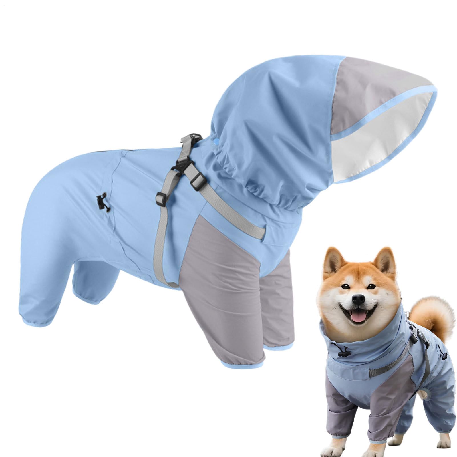 Imperméable pour chiot avec capuche transparente et bandes réfléchissantes