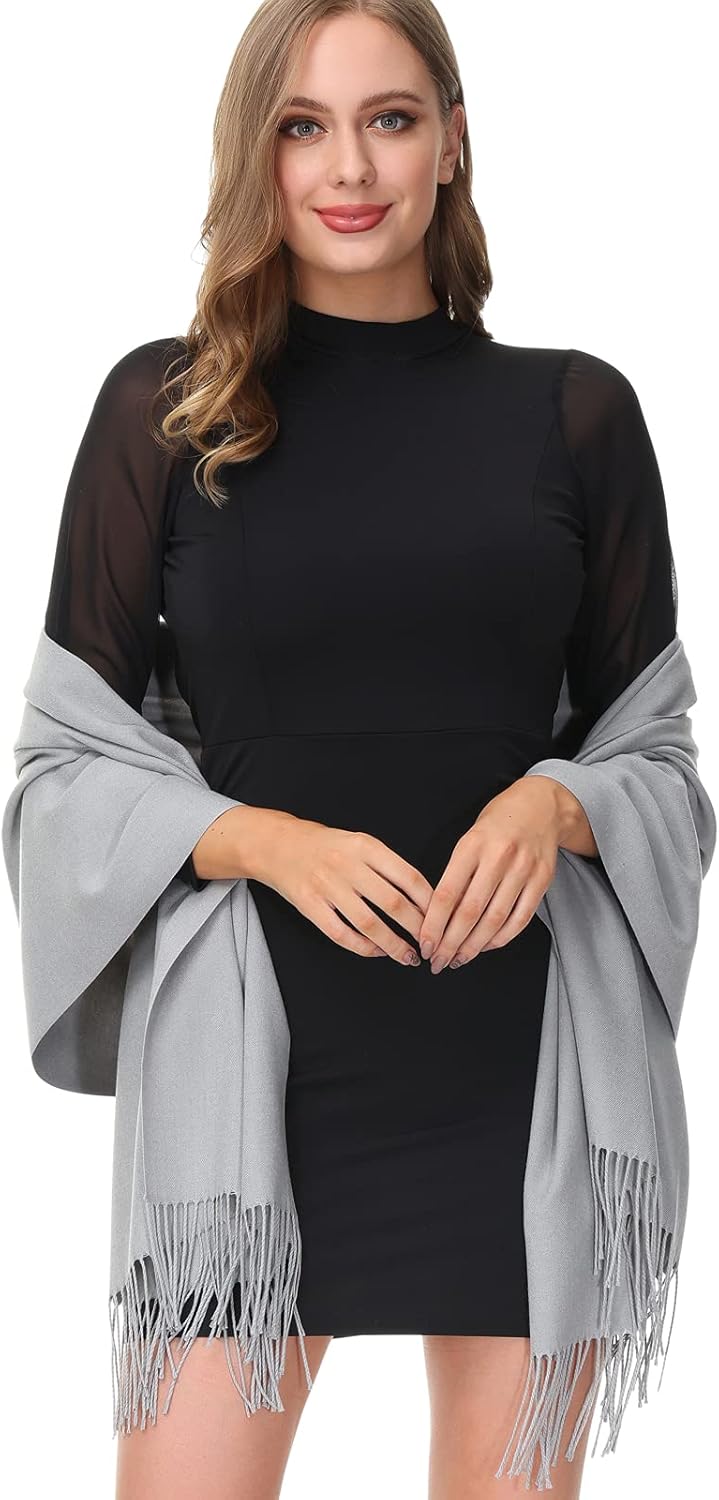 OHAYOMI Pashmina Shawl Wraps Cashmere Feel Soft Scarves Winter Warm Fashion Scarf Women Evening Dresses Wedding Bridesmaid - Image 3