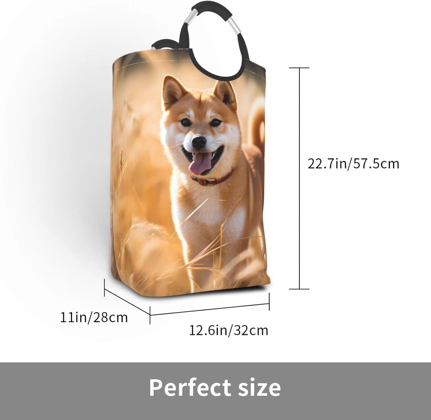 Shiba Inu Foldable storage bag, 50L capacity, suitable for laundry room, dormitory bedroom, dirty clothes storage basket.