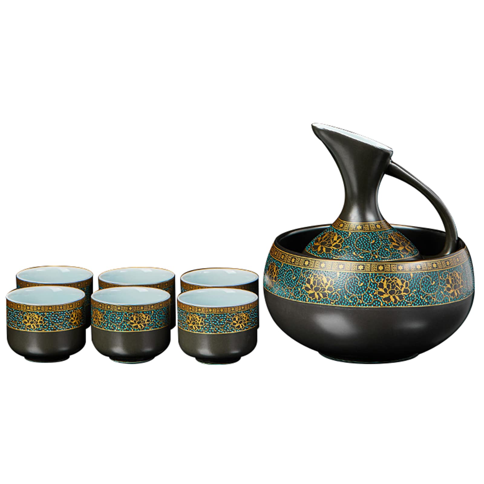 Tasse à saké Traditionnelle, Verres à vin en céramique, Ensemble de 6 Tasses à saké en céramique, Facile à Utiliser, Convient aux Amateurs de Culture, Artisanat Traditionnel (sans