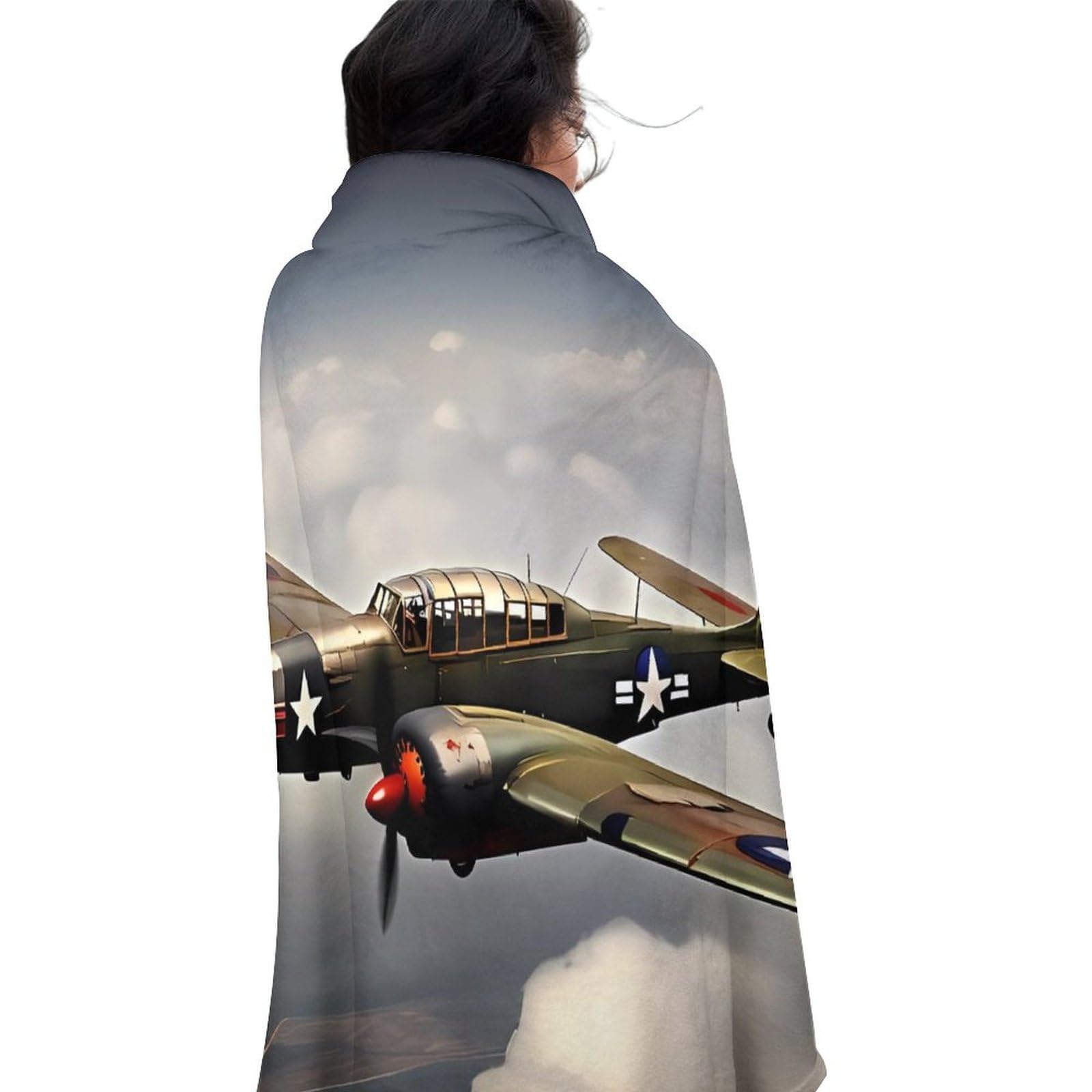 Couverture avion 2nde Guerre mondiale 150cm isolante et douce pour canapé