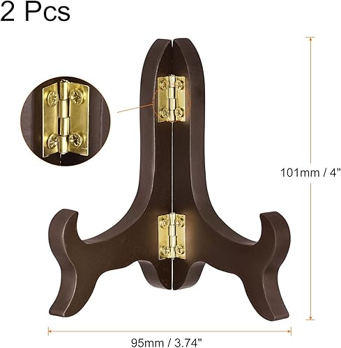 Miniatura 8 de uxcell 2pcs 5" soporte de placa de caballete, soporte de exhibición plegable de madera negro para marco de imagen decorativo
