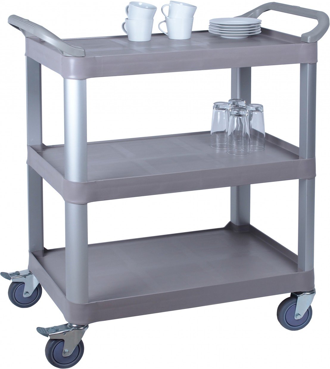 SARO ZENJA - Carrello portavivande, in plastica/metallo leggero, con 3 ripiani, portata da 100 kg, ruote con freno, da 845 x 430 x 950 mm