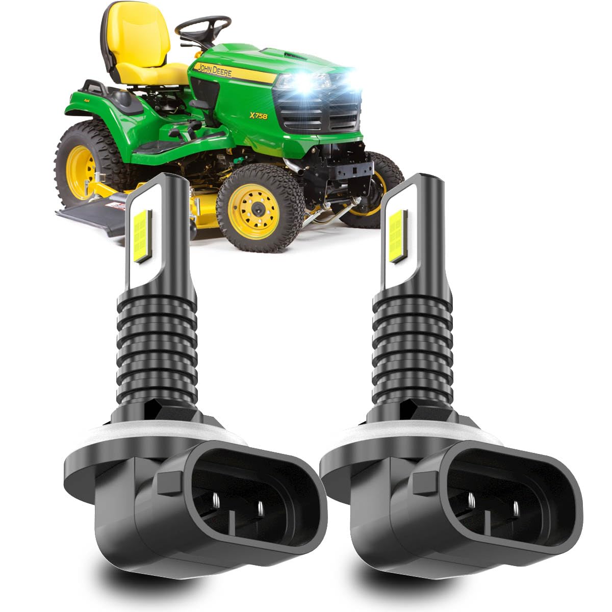 TJJTGBR Compatible for Deere Gator X754 X758 XUV 550 560 590i JD AM144881, 886/894/896/881 Light Bulbs, LED Bulbs?Plug N Play, 300% Brightness, 6000K White 12V 35W Light Bulbs, 2-Pack