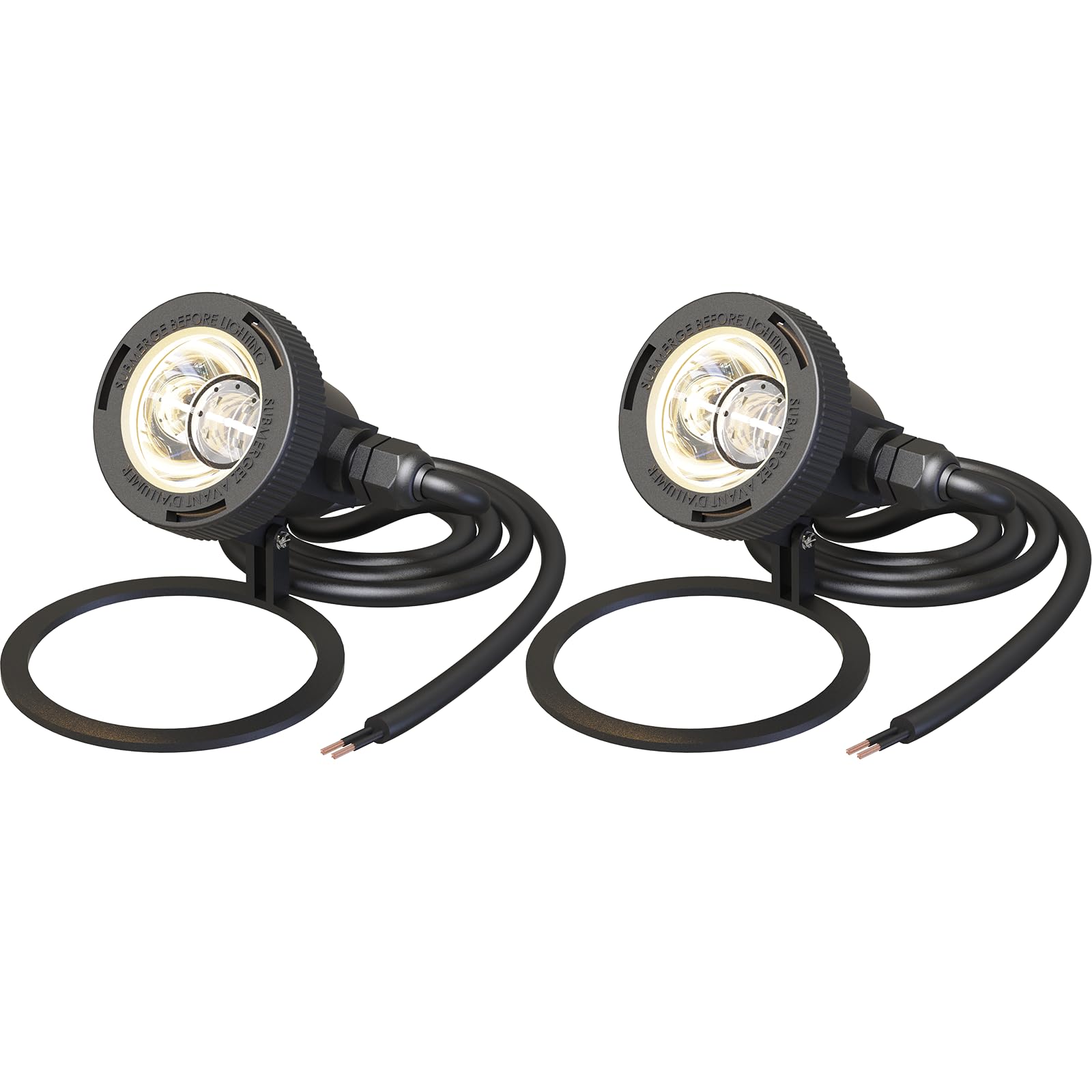 VENUS MANUFACTURING 2 Pack Low Voltage LED Pond Light 135 Lumen 12V Underwater Submersible 2900K Warm White Lights Black Waterfall Pool Fountain Light for Home Pool Garden Landscape Lighting