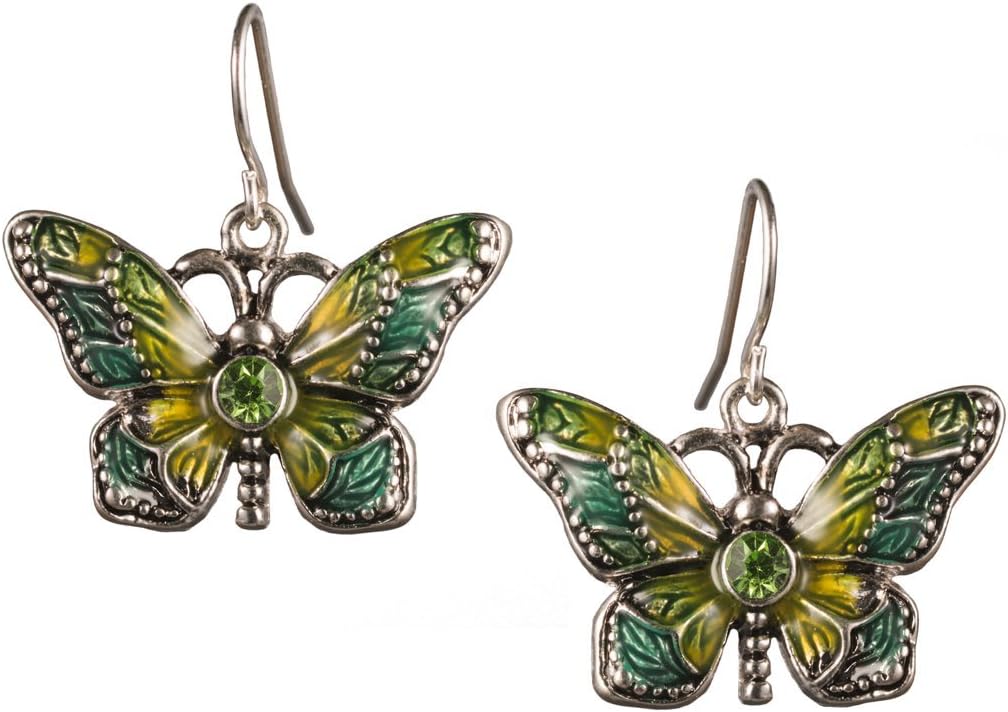 Jewelry Nexus Butterfly Pendant Necklace with Enamel Inlay and Matching Earrings Set