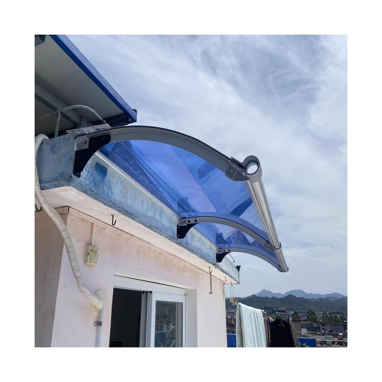 GDMDPTE Outdoor Garden Awning Canopy, Windproof Window Cover with Drainage System, Rainwater Discharge from Both Sides, 120x100cm (47x39.4in) – & Stylish Protection
