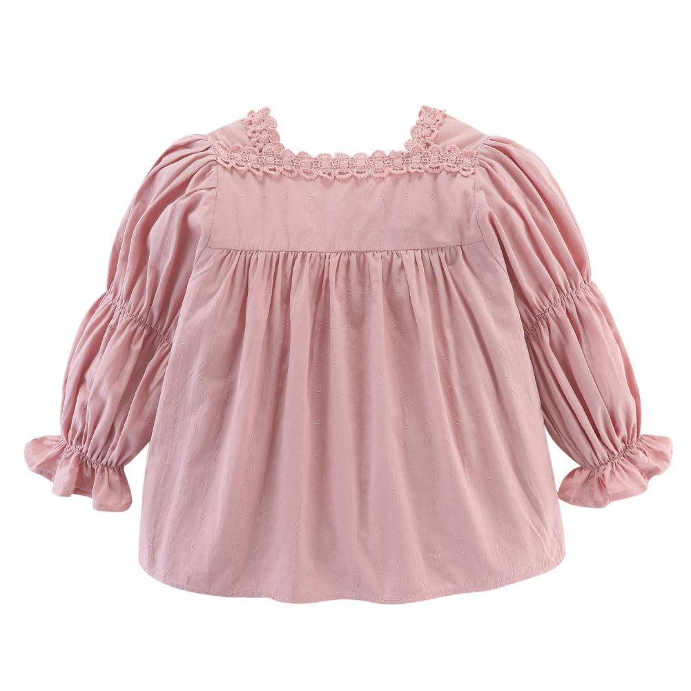Mud Kingdom Blusa de manga larga para niñas, con botones, color liso, ajuste holgado