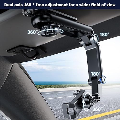 Miniatura 3 de Soporte universal giratorio retráctil para teléfono para automóvil, giratorio de 360, soporte de teléfono multifunción para visera solar, soporte