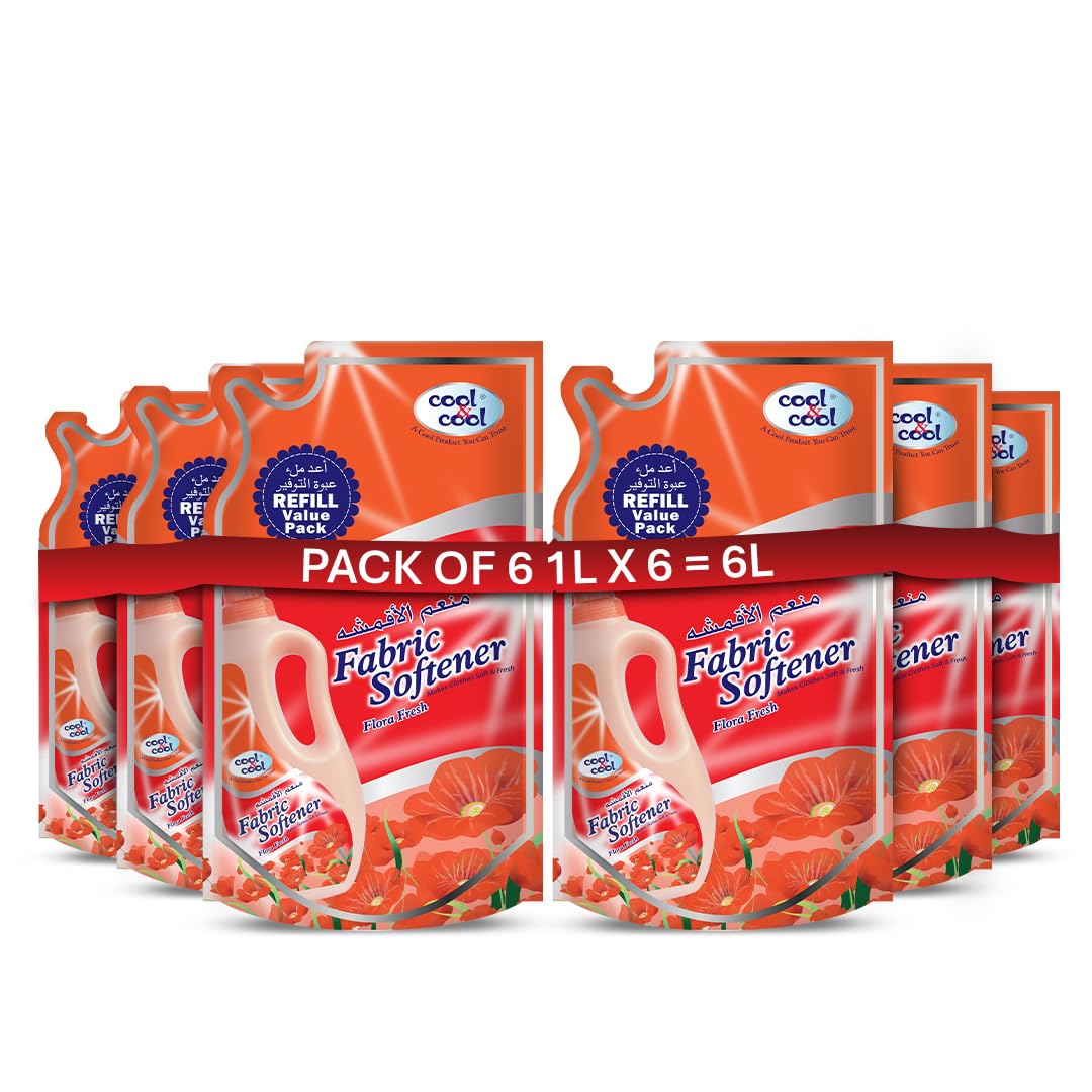 Sponsored Ad – Cool & Cool Floral Fresh Fabric Softener 1 Liter Pouch (Pack of 6) - Long-Lasting Scent, Gentle Fabric Care, Laundry Essential 6 Liters