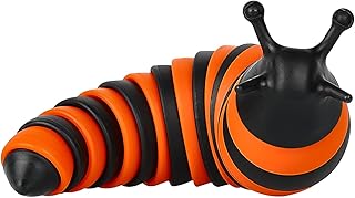 Articulated Slug Fidget Toy Flexible Swing Rotation ASMR Toys EDC Fidget Toys BPA Free Anti Stress Anxiety Autism ADHD OCD ADD Sensory Toys Gift for Kids and Adults (Black & Orange)