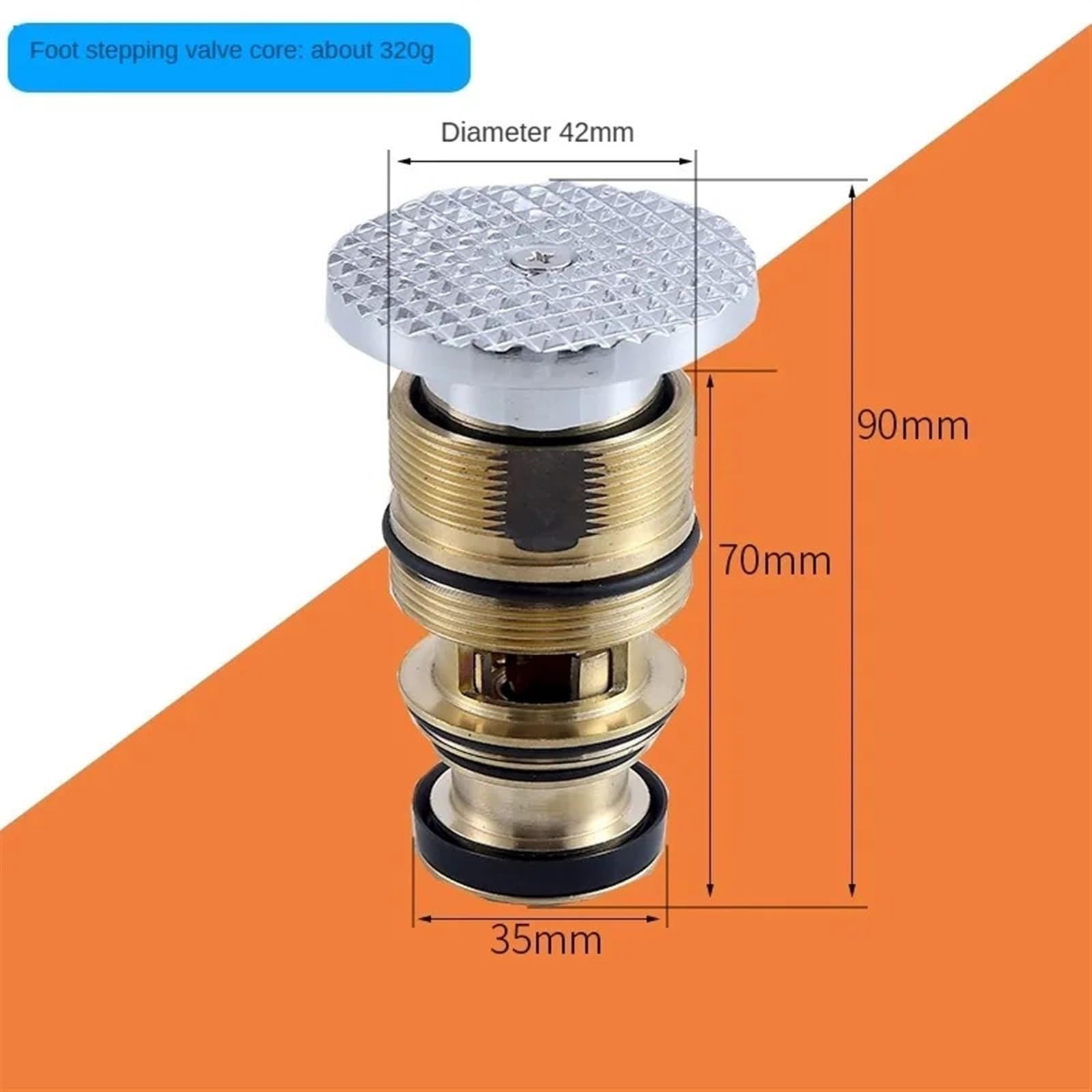 Válvula de pie, fluxómetro accionado por el pie, urinario for Inodoro, válvula de Cobre, Accesorios centrales, válvula de Descarga for Inodoro en Cuclillas Oculta(Brass Footstep)