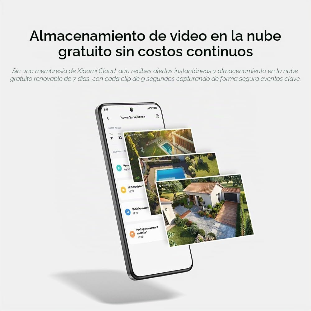 XIAOMI Outdoor Camera BW300, Cámara Exterior con batería de Larga duración, resolución 2k, IP67, Nocturna a Color, 130º, Blanco