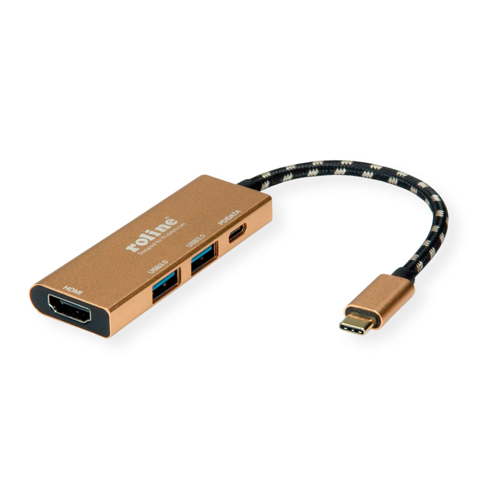 ROLINE GOLD - Docking station USB tipo C, HDMI 4K, 2 USB 3.2 Gen 1, 1 PD