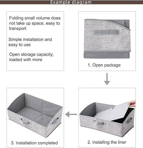 Miniatura 7 de Paquete de 2 cubos de almacenamiento, contenedores de almacenamiento trapezoidales plegables con asas, cestas de tela para armario para organizar