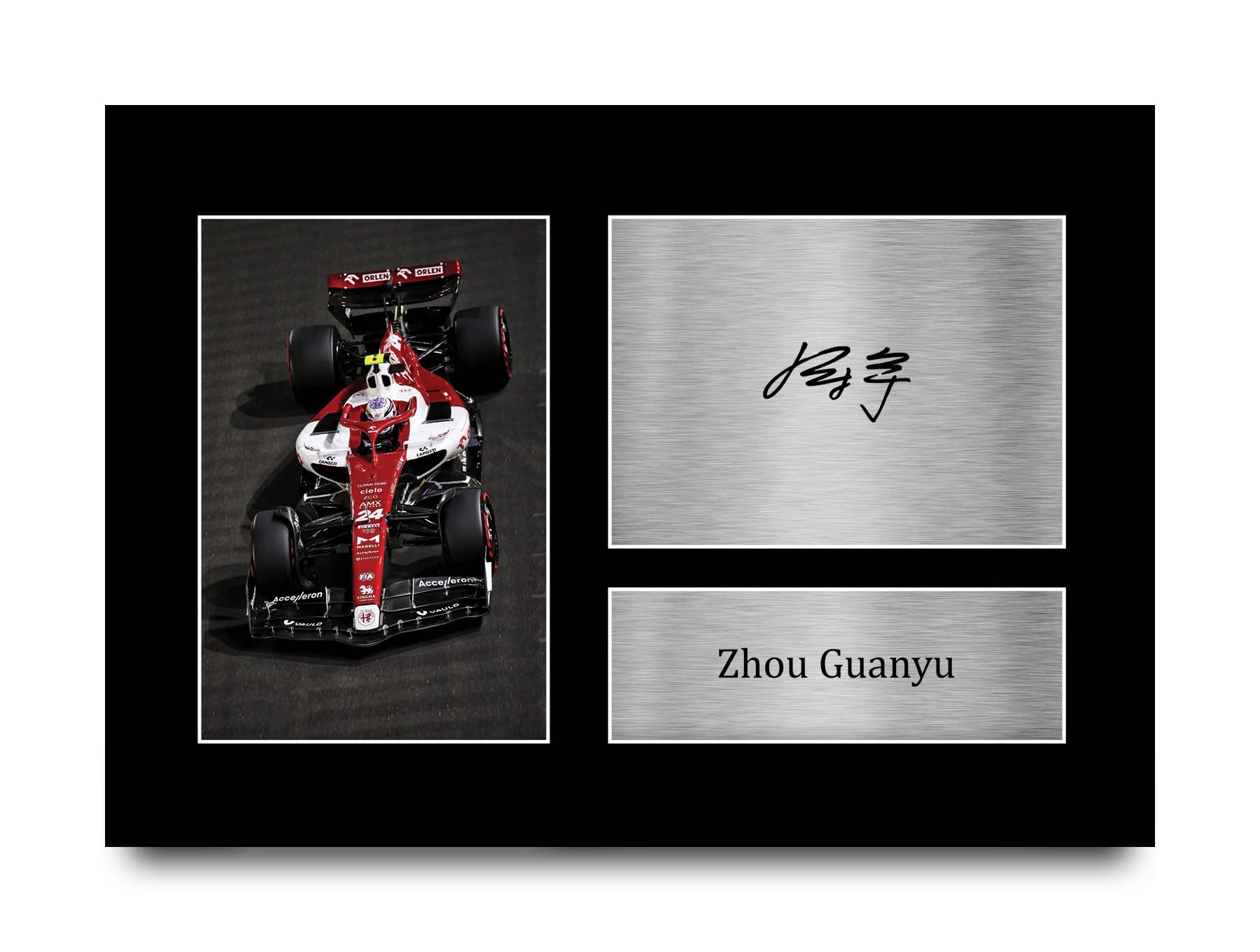 HWC TradingA4 Zhou Guanyu Formula 1 Gifts Printed Signed Autograph Picture for F1 Formula 1 Racing Fans